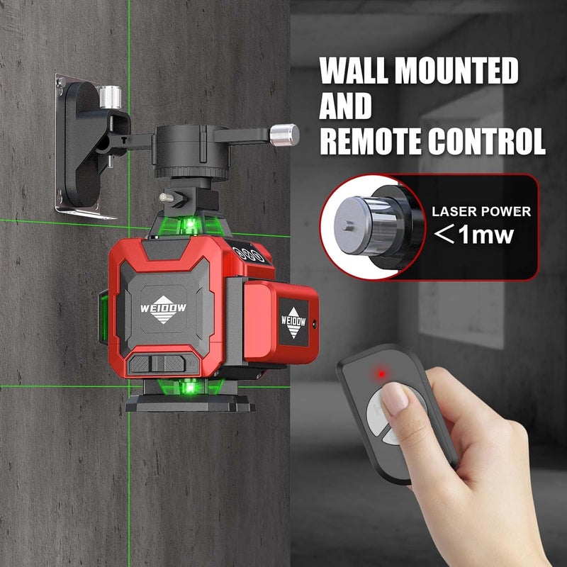 WEIDDW Laser Level, 4D 16 Lines Laser Level 4x360 Self Leveling Tool for Construction and Picture Handing Green Cross Line Vertical and Horizontal Line leveler Tool（1＜mw） - Image 4